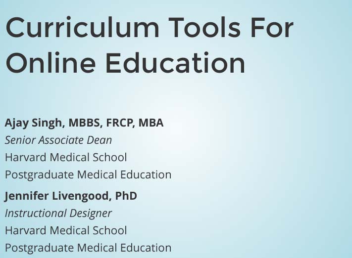 An image of an online presentation that is titled Curriculum Tools for Online Education.